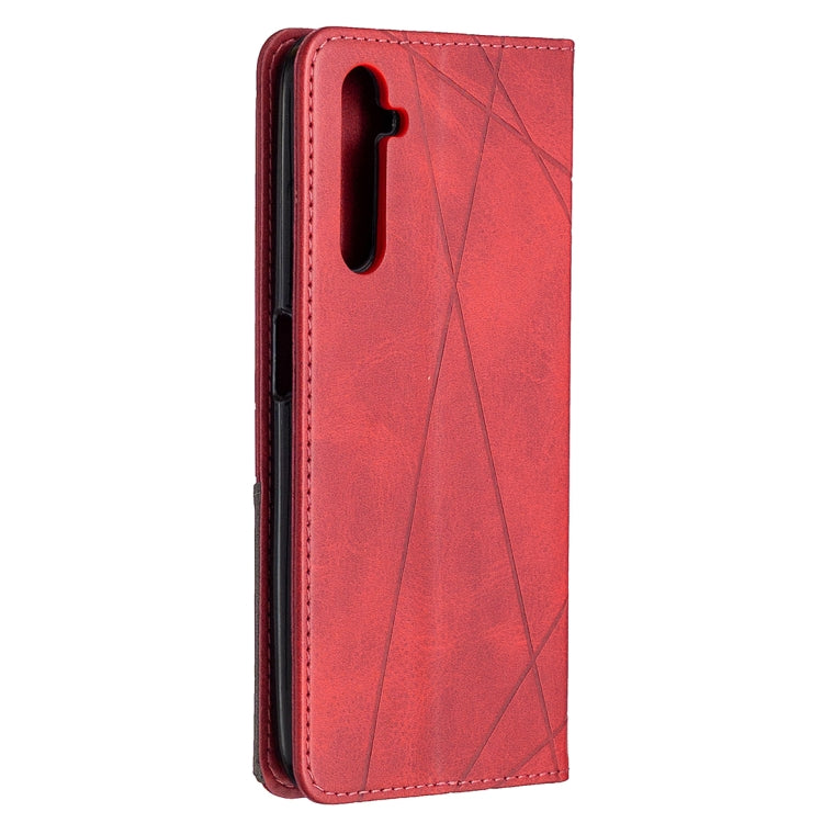 For OPPO Realme 6 Pro Rhombus Texture Horizontal Flip Magnetic Leather Case with Holder & Card Slots