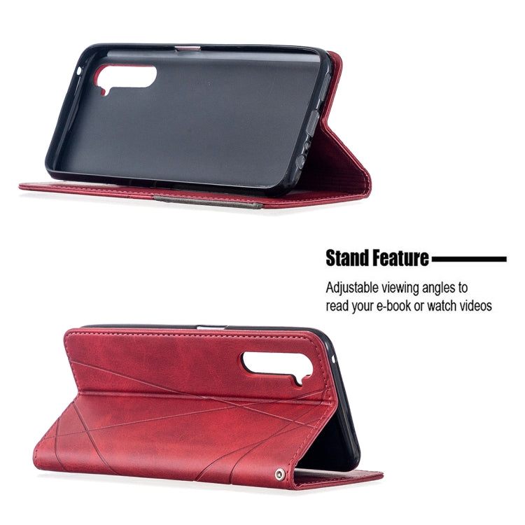 For OPPO Realme 6 Pro Rhombus Texture Horizontal Flip Magnetic Leather Case with Holder & Card Slots