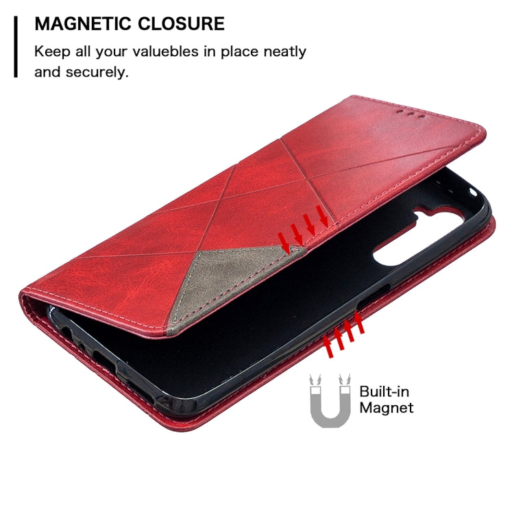 For OPPO Realme 6 Pro Rhombus Texture Horizontal Flip Magnetic Leather Case with Holder & Card Slots