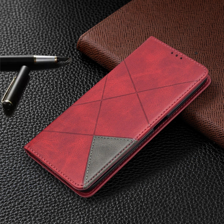 For OPPO Realme 6 Pro Rhombus Texture Horizontal Flip Magnetic Leather Case with Holder & Card Slots