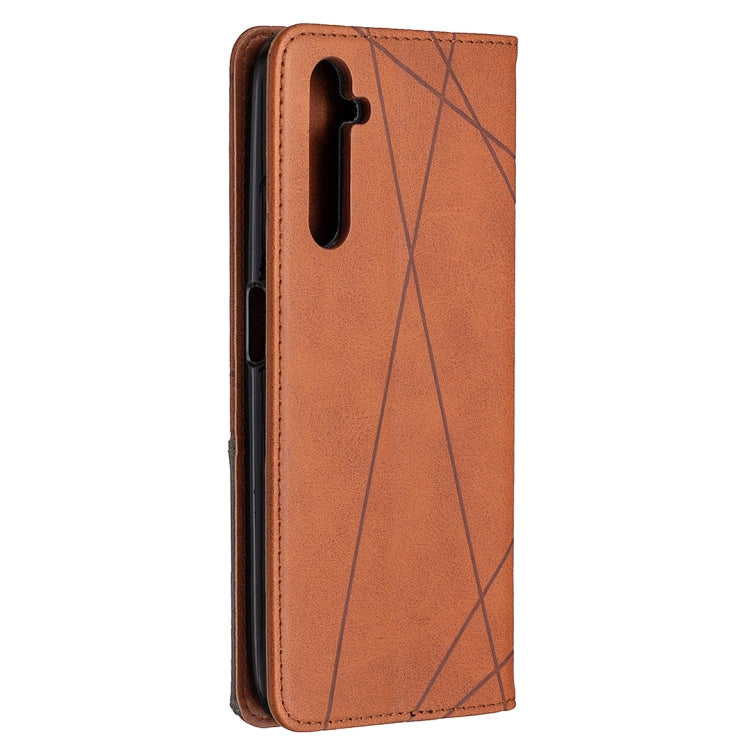 For OPPO Realme 6 Pro Rhombus Texture Horizontal Flip Magnetic Leather Case with Holder & Card Slots