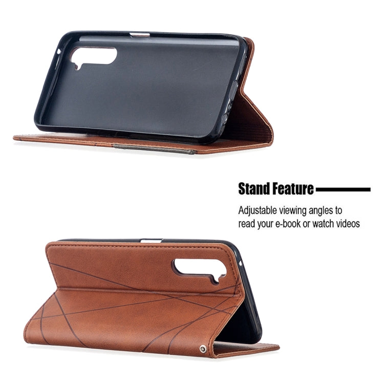 For OPPO Realme 6 Pro Rhombus Texture Horizontal Flip Magnetic Leather Case with Holder & Card Slots