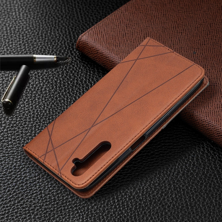 For OPPO Realme 6 Pro Rhombus Texture Horizontal Flip Magnetic Leather Case with Holder & Card Slots