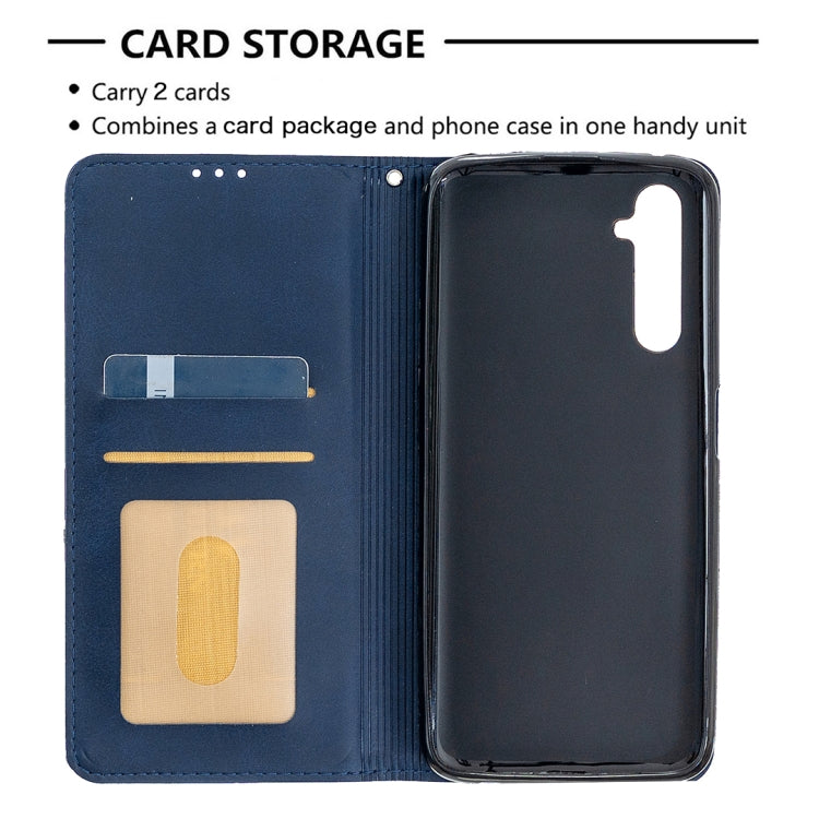 For OPPO Realme 6 Pro Rhombus Texture Horizontal Flip Magnetic Leather Case with Holder & Card Slots