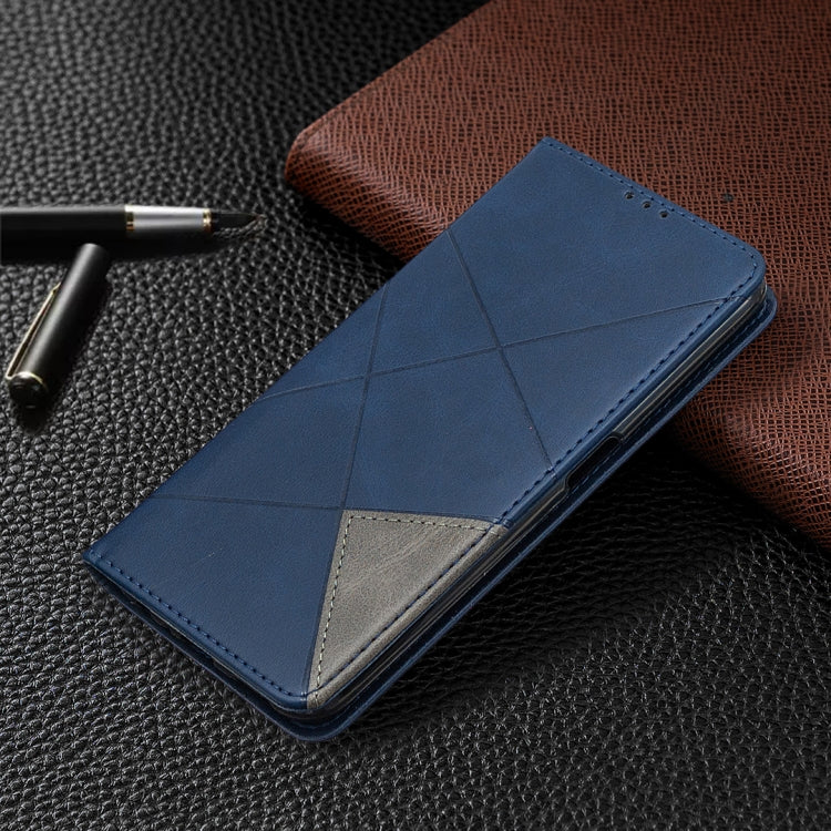 For OPPO Realme 6 Pro Rhombus Texture Horizontal Flip Magnetic Leather Case with Holder & Card Slots