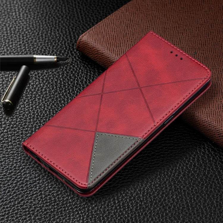 For OPPO Reno3 Pro Rhombus Texture Horizontal Flip Magnetic Leather Case with Holder & Card Slots