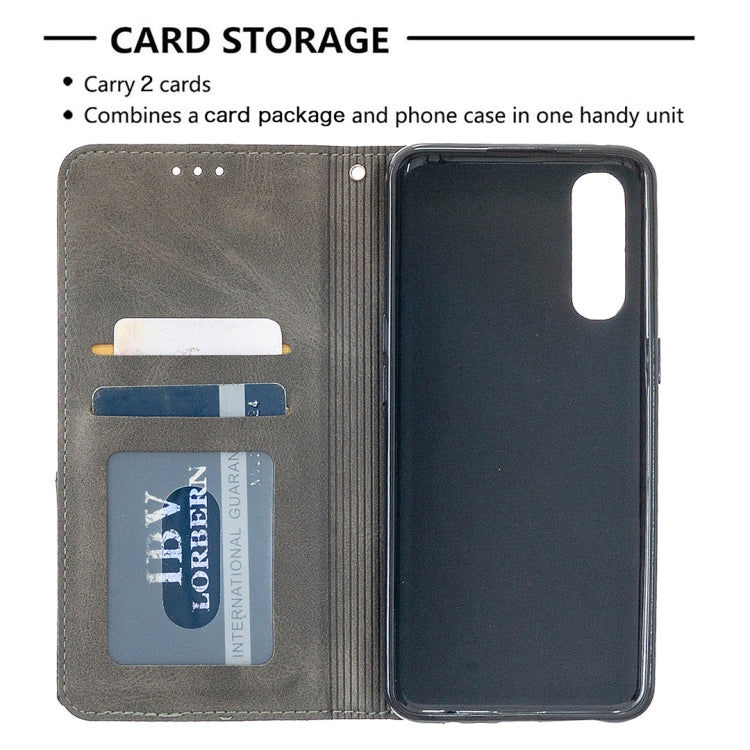 For OPPO Reno3 Pro Rhombus Texture Horizontal Flip Magnetic Leather Case with Holder & Card Slots