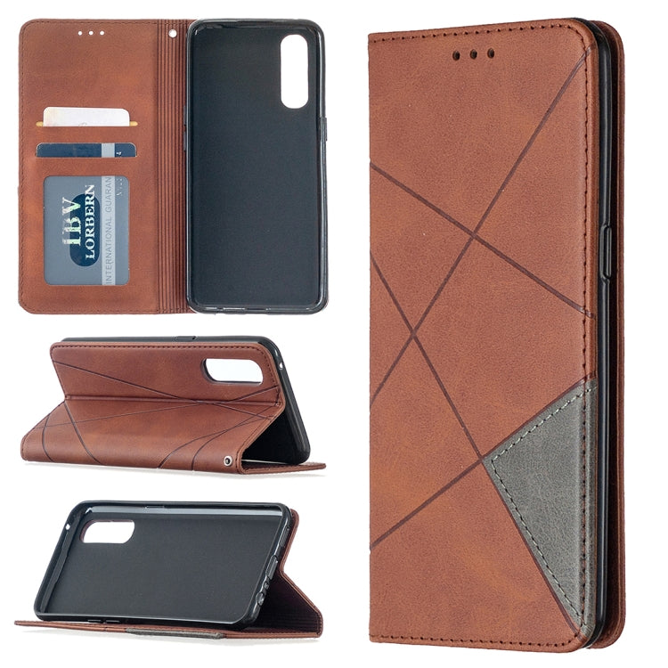For OPPO Reno3 Pro Rhombus Texture Horizontal Flip Magnetic Leather Case with Holder & Card Slots