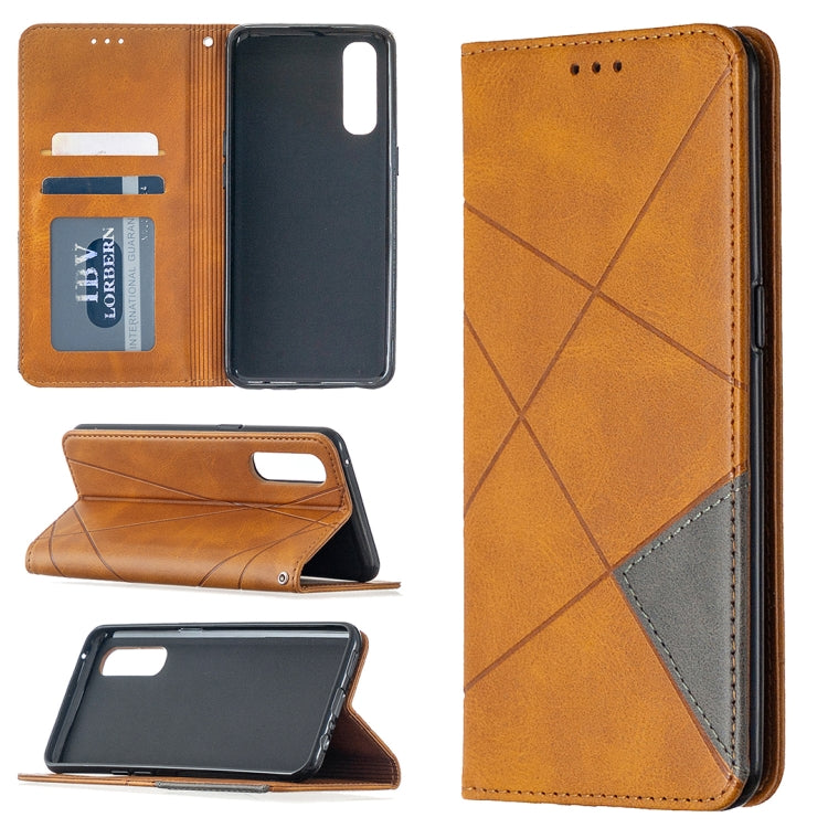 For OPPO Reno3 Pro Rhombus Texture Horizontal Flip Magnetic Leather Case with Holder & Card Slots