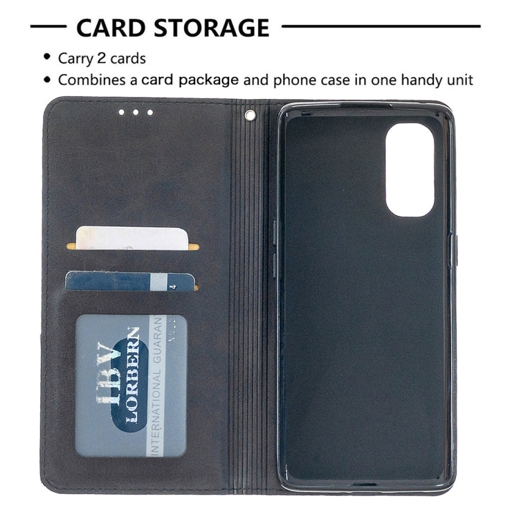 For OPPO Reno4 Pro 5G Rhombus Texture Horizontal Flip Magnetic Leather Case with Holder & Card Slots