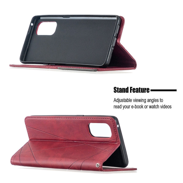 For OPPO Reno4 Pro 5G Rhombus Texture Horizontal Flip Magnetic Leather Case with Holder & Card Slots