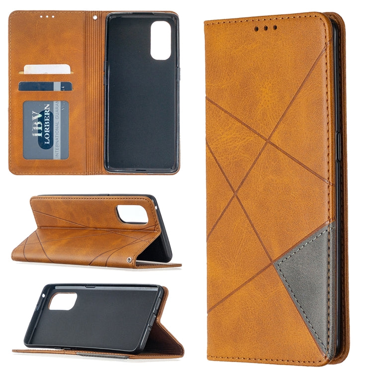 For OPPO Reno4 Pro 5G Rhombus Texture Horizontal Flip Magnetic Leather Case with Holder & Card Slots
