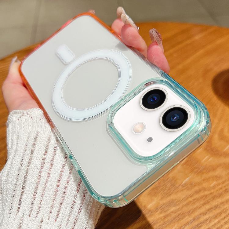 For iPhone 11 Contrast Color Gradient Transparent MagSafe Phone Case