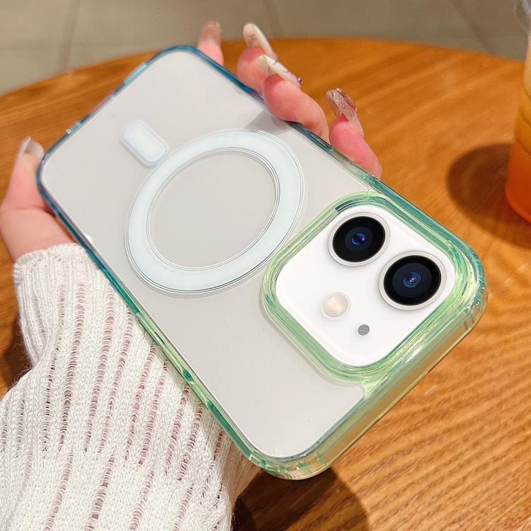 For iPhone 11 Contrast Color Gradient Transparent MagSafe Phone Case