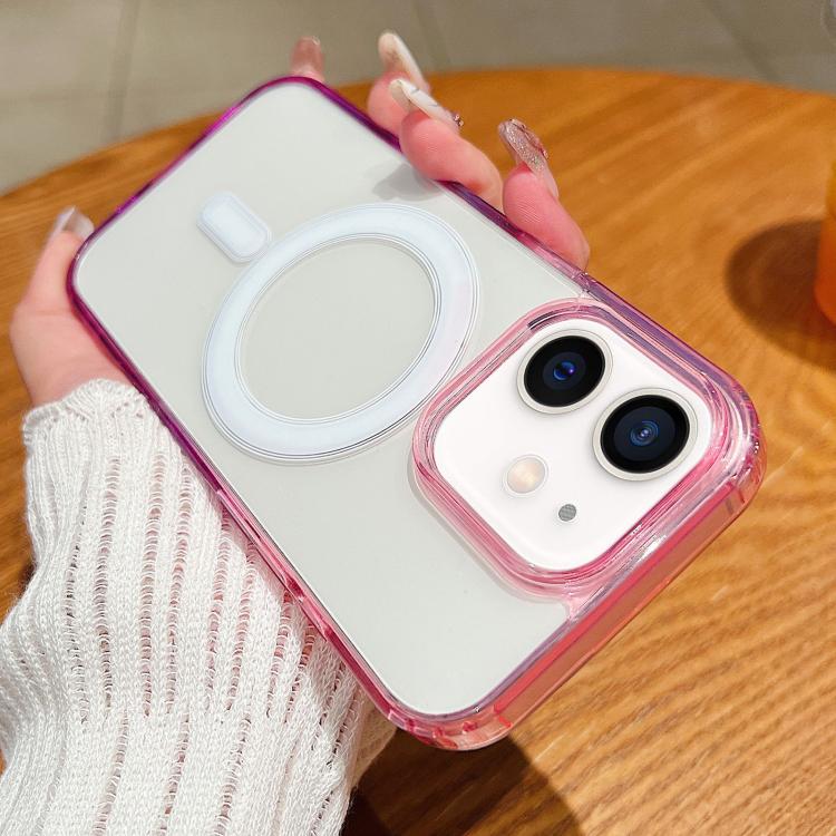 For iPhone 11 Contrast Color Gradient Transparent MagSafe Phone Case