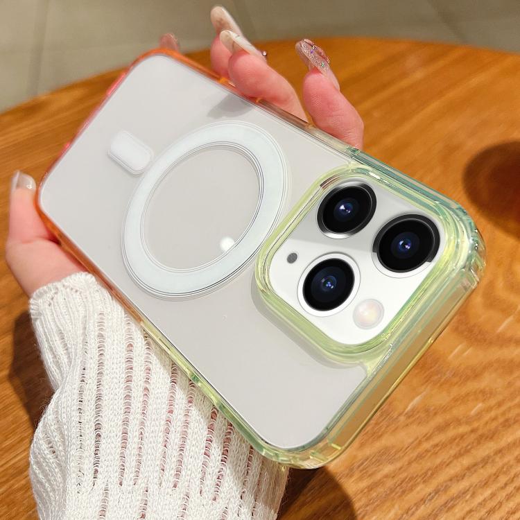 For iPhone 11 Pro Contrast Color Gradient Transparent MagSafe Phone Case