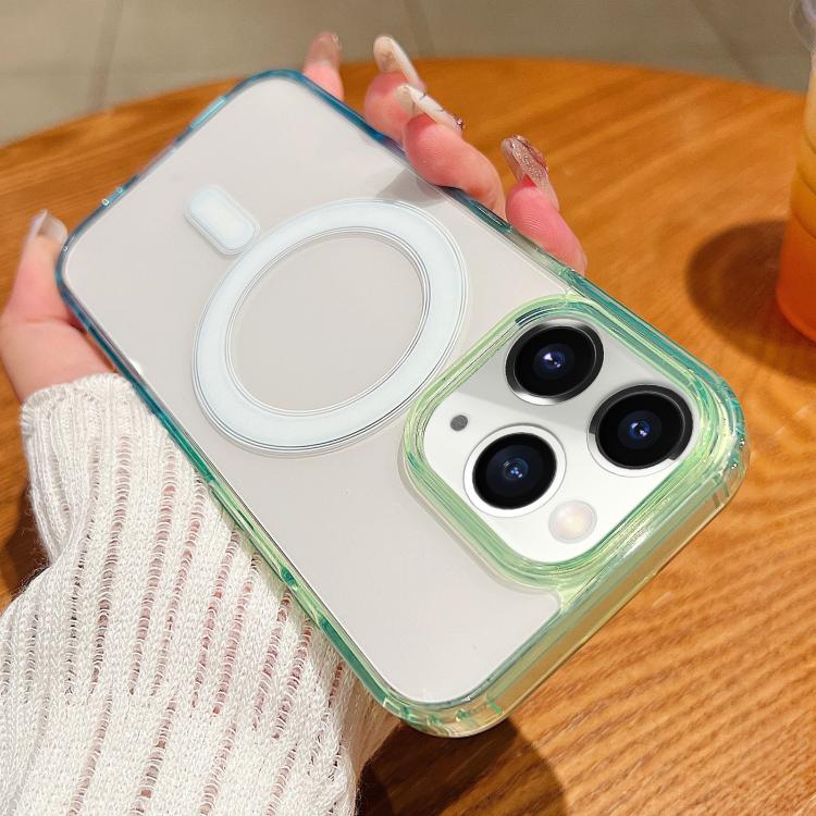 For iPhone 11 Pro Contrast Color Gradient Transparent MagSafe Phone Case