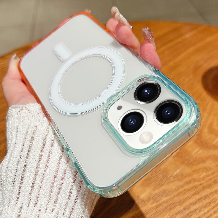 For iPhone 11 Pro Max Contrast Color Gradient Transparent MagSafe Phone Case