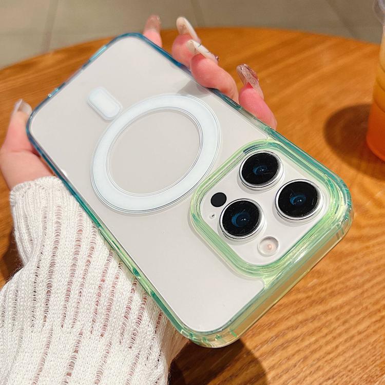For iPhone 12 Pro Max Contrast Color Gradient Transparent MagSafe Phone Case
