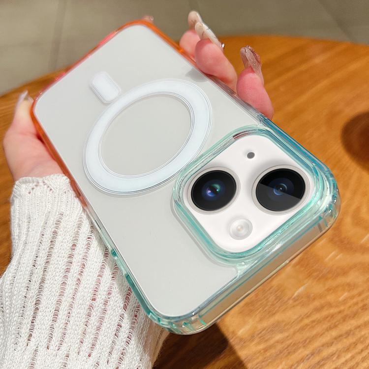 For iPhone 13 mini Contrast Color Gradient Transparent MagSafe Phone Case