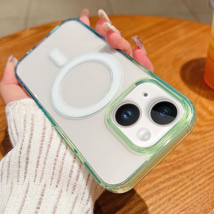 For iPhone 14 Contrast Color Gradient Transparent MagSafe Phone Case