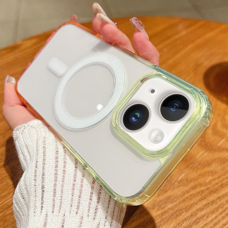 For iPhone 14 Plus Contrast Color Gradient Transparent MagSafe Phone Case