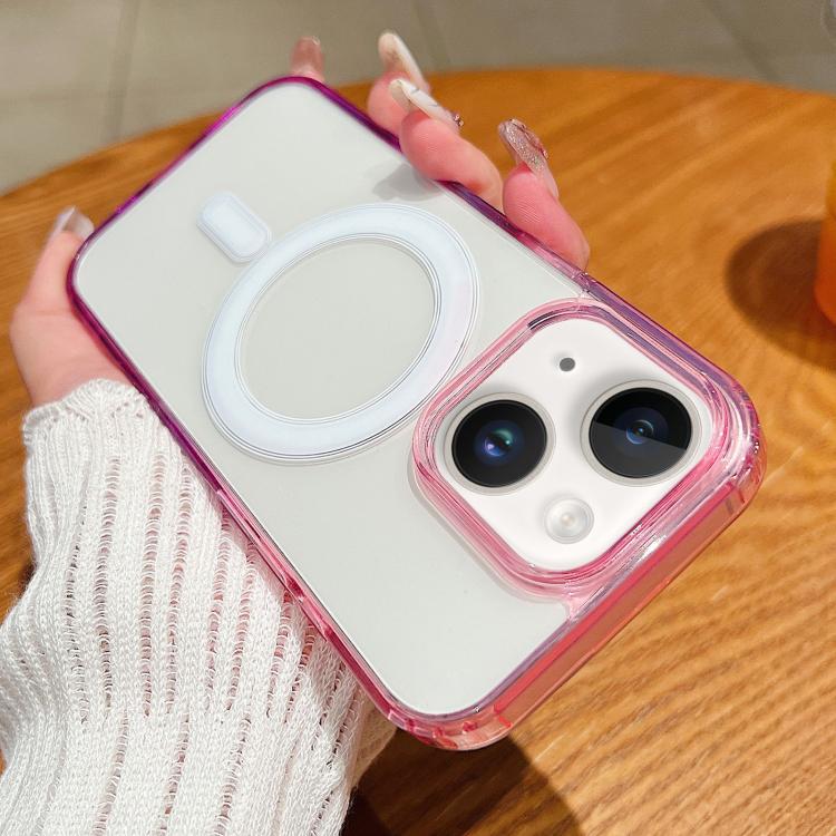 For iPhone 14 Plus Contrast Color Gradient Transparent MagSafe Phone Case
