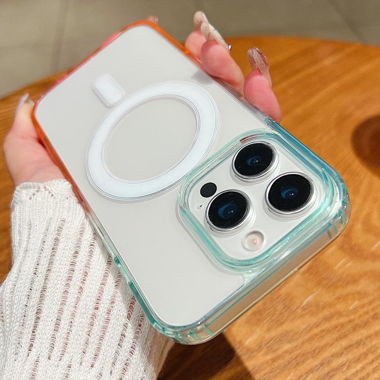 For iPhone 15 Pro Contrast Color Gradient Transparent MagSafe Phone Case