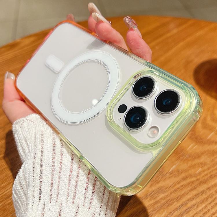 For iPhone 15 Pro Contrast Color Gradient Transparent MagSafe Phone Case