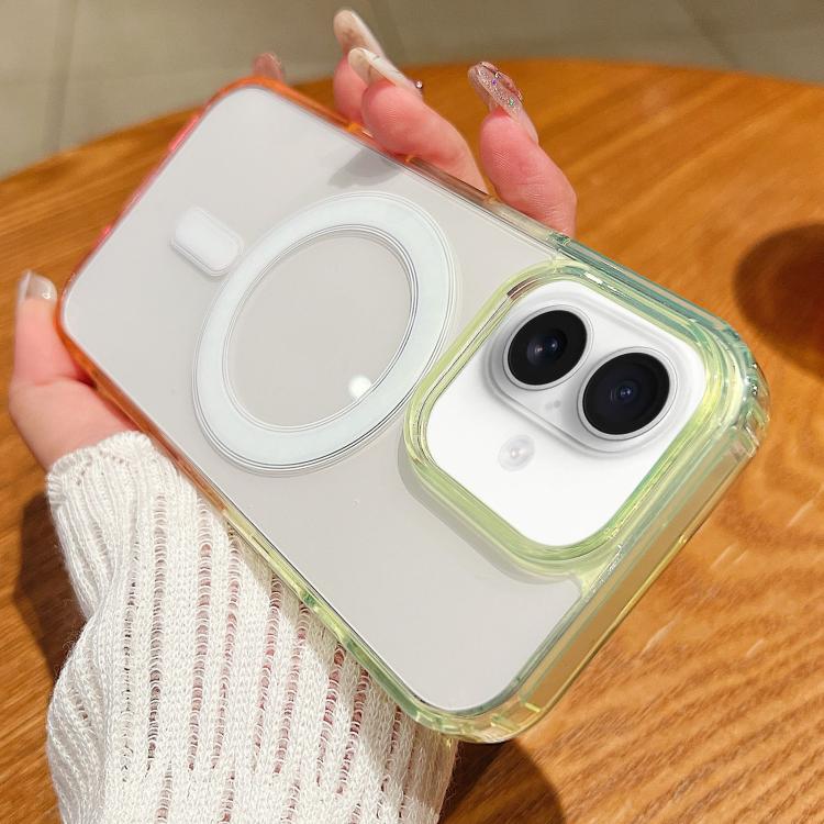 For iPhone 16 Contrast Color Gradient Transparent MagSafe Phone Case