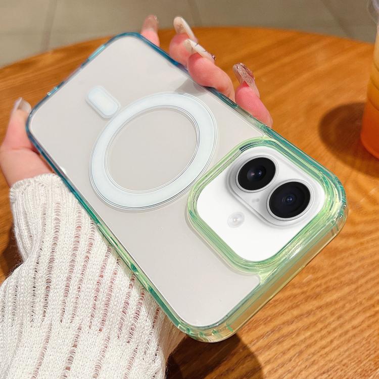 For iPhone 16 Contrast Color Gradient Transparent MagSafe Phone Case