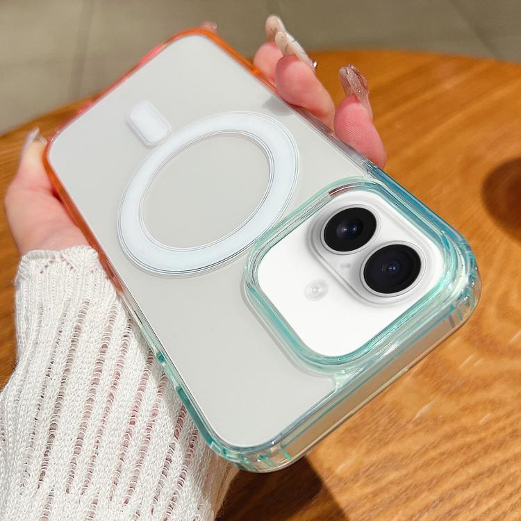 For iPhone 16 Plus Contrast Color Gradient Transparent MagSafe Phone Case