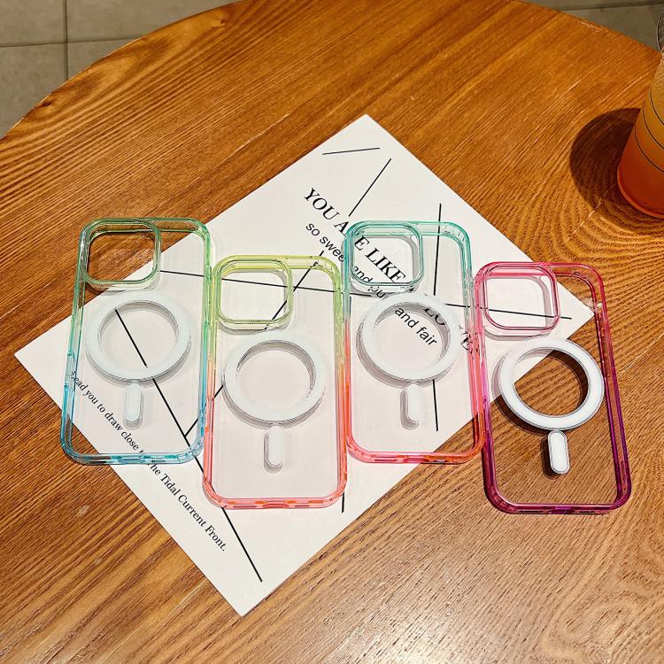 For iPhone 15 Pro Contrast Color Gradient Transparent MagSafe Phone Case