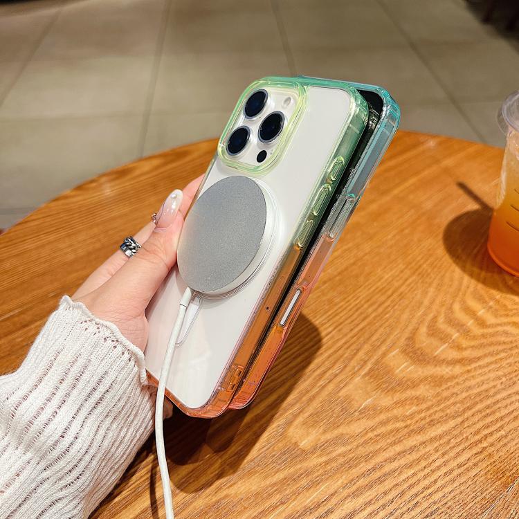 For iPhone 12 / 12 Pro Contrast Color Gradient Transparent MagSafe Phone Case