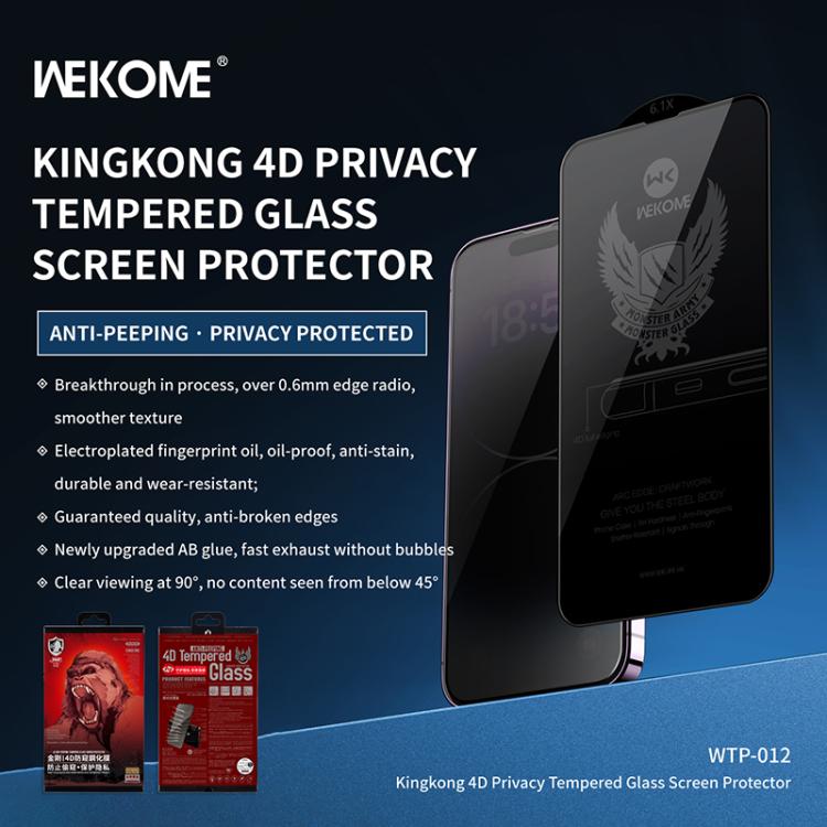 For iPhone 12 / 12 Pro WK WTP-012 KinKong 0.25mm 9H 4D Curved Privacy Tempered Glass Film