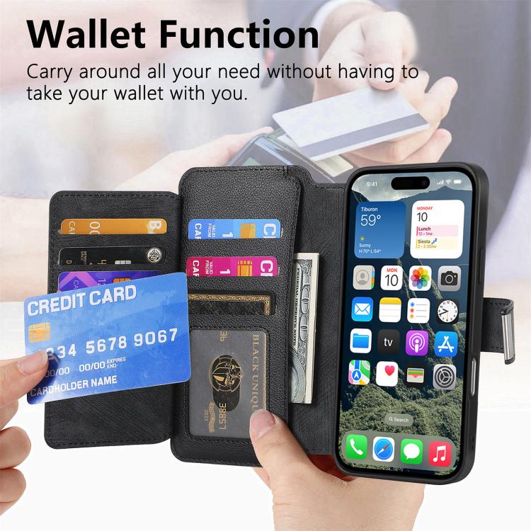 For iPhone 16 Pro Max CaseNeo MagSafe RFID Anti-theft Zipper Wallet Retro Leather Phone Case