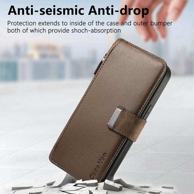 For iPhone 16 Pro Max CaseNeo MagSafe RFID Anti-theft Zipper Wallet Retro Leather Phone Case