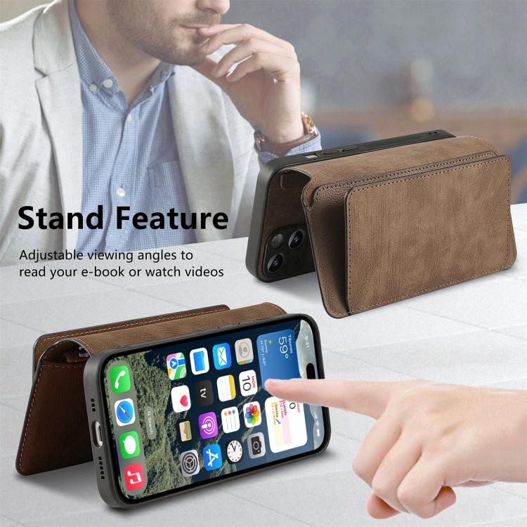 For iPhone 16 Pro Max CaseNeo MagSafe RFID Anti-theft Zipper Wallet Retro Leather Phone Case