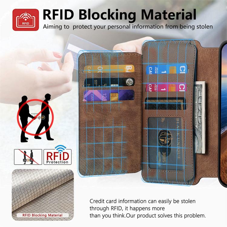 For iPhone 16 Pro Max CaseNeo MagSafe RFID Anti-theft Zipper Wallet Retro Leather Phone Case