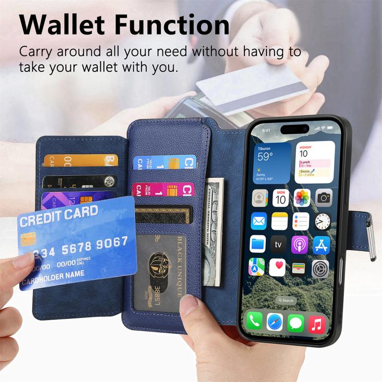 For iPhone 16 Pro Max CaseNeo MagSafe RFID Anti-theft Zipper Wallet Retro Leather Phone Case