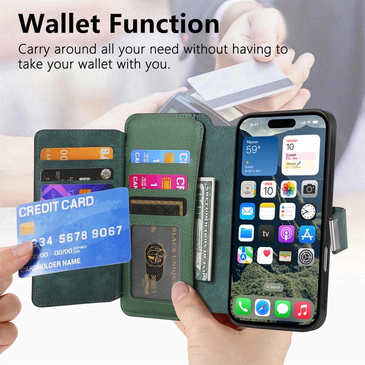 For iPhone 16 Pro Max CaseNeo MagSafe RFID Anti-theft Zipper Wallet Retro Leather Phone Case
