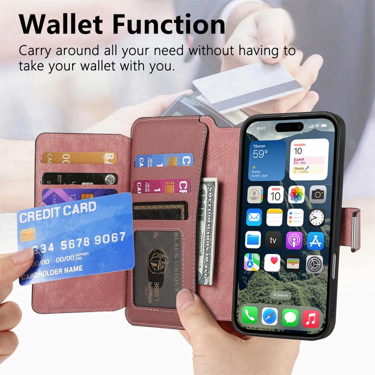 For iPhone 16 Pro Max CaseNeo MagSafe RFID Anti-theft Zipper Wallet Retro Leather Phone Case