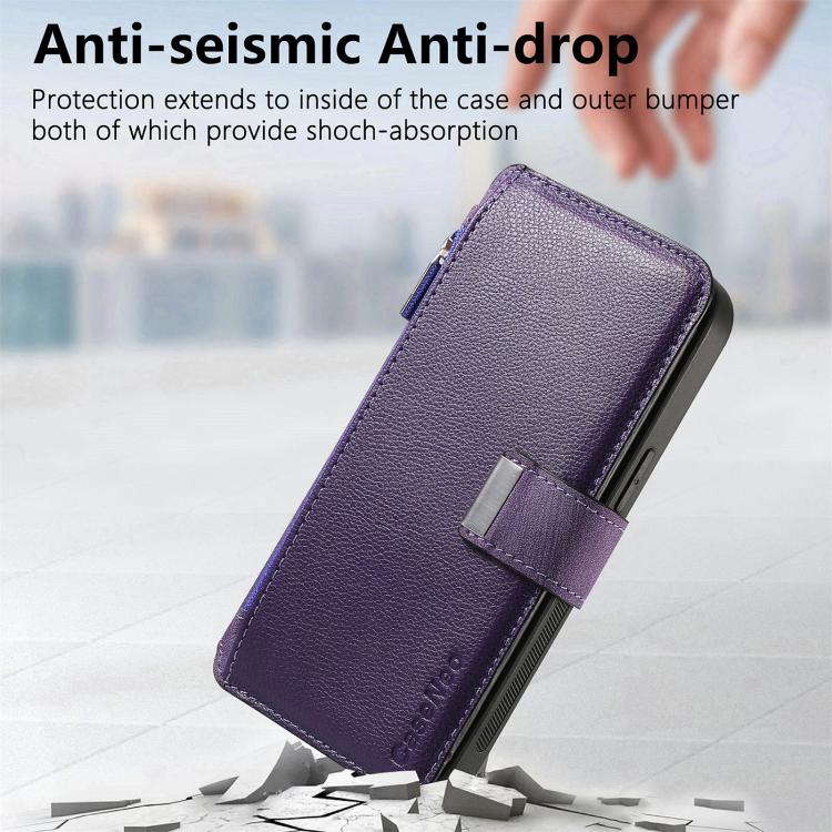 For iPhone 16 Pro Max CaseNeo MagSafe RFID Anti-theft Zipper Wallet Retro Leather Phone Case