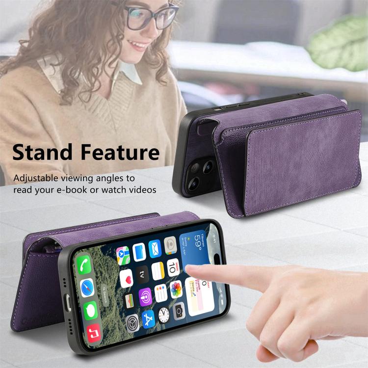 For iPhone 16 Pro Max CaseNeo MagSafe RFID Anti-theft Zipper Wallet Retro Leather Phone Case