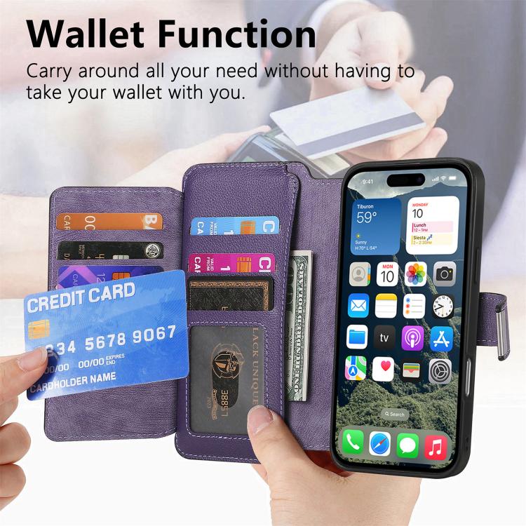 For iPhone 16 Pro Max CaseNeo MagSafe RFID Anti-theft Zipper Wallet Retro Leather Phone Case