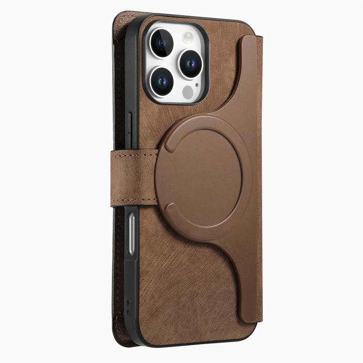 For iPhone 15 Pro Max CaseNeo MagSafe RFID Anti-theft Zipper Wallet Retro Leather Phone Case