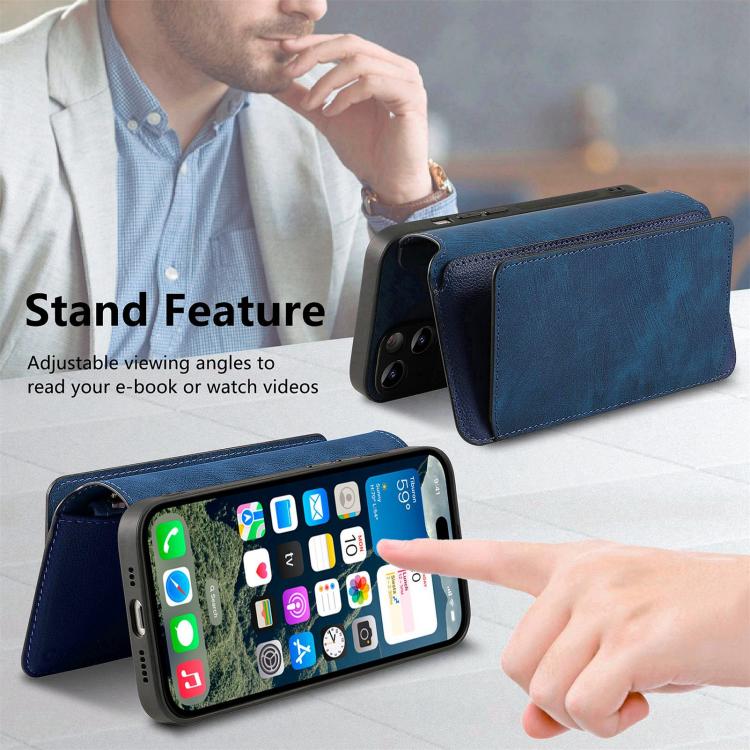 For iPhone 15 Pro Max CaseNeo MagSafe RFID Anti-theft Zipper Wallet Retro Leather Phone Case