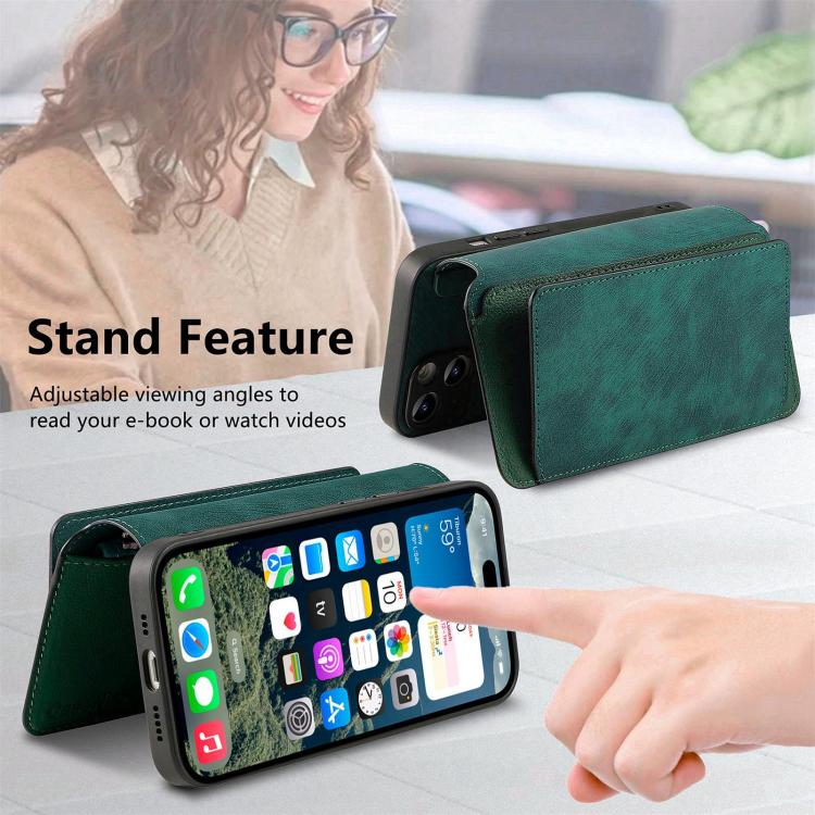 For iPhone 15 Pro Max CaseNeo MagSafe RFID Anti-theft Zipper Wallet Retro Leather Phone Case
