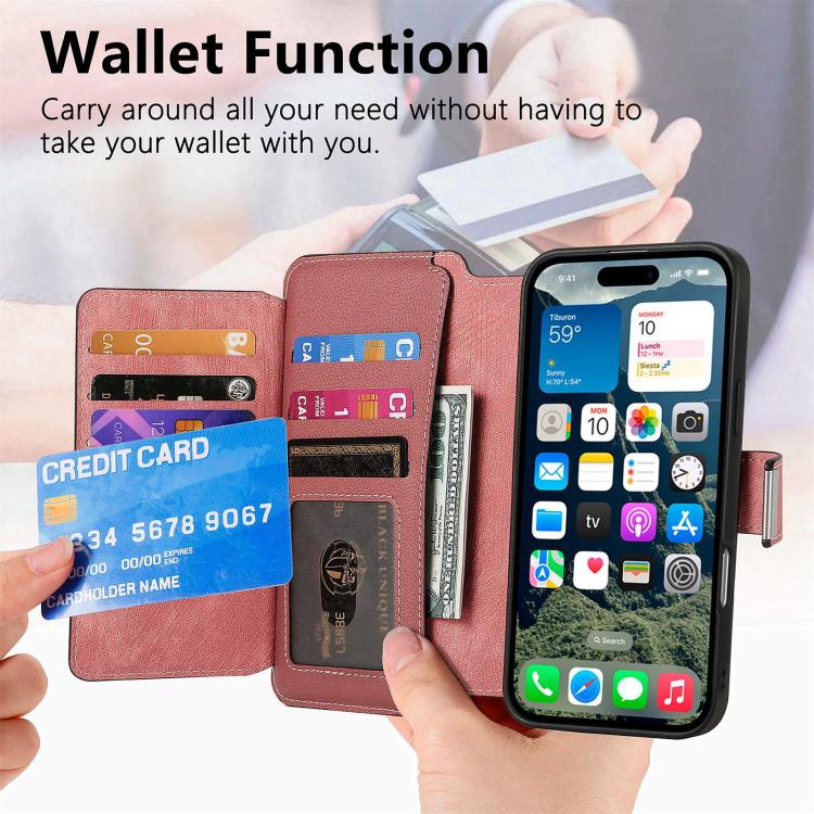 For iPhone 15 Pro Max CaseNeo MagSafe RFID Anti-theft Zipper Wallet Retro Leather Phone Case