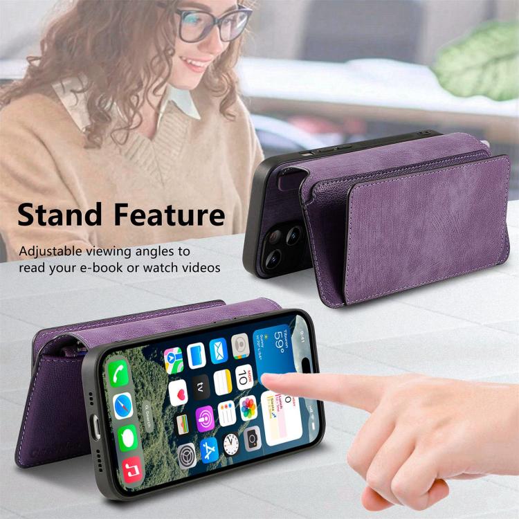 For iPhone 15 Pro Max CaseNeo MagSafe RFID Anti-theft Zipper Wallet Retro Leather Phone Case